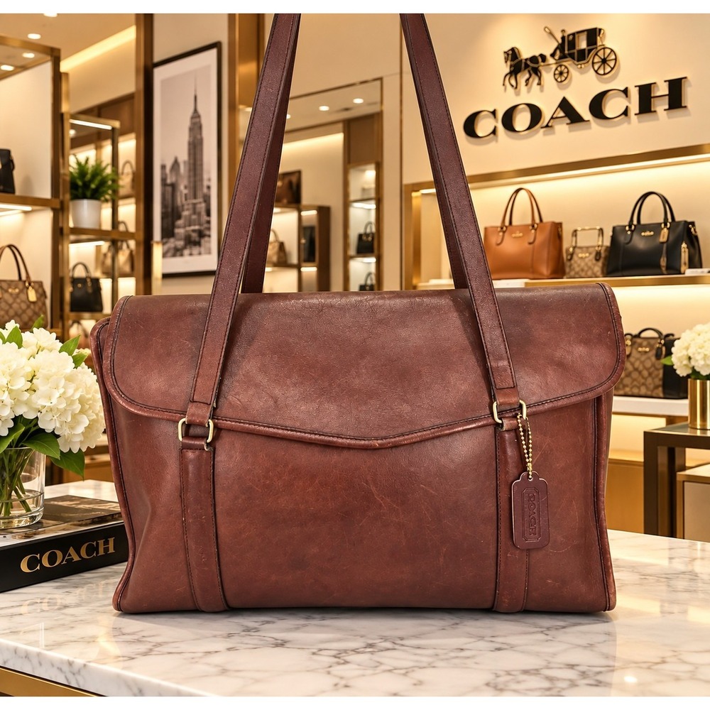 Vintage Coach Mahogany Leather Briefcase Tote Bag Made in USA 0194-906